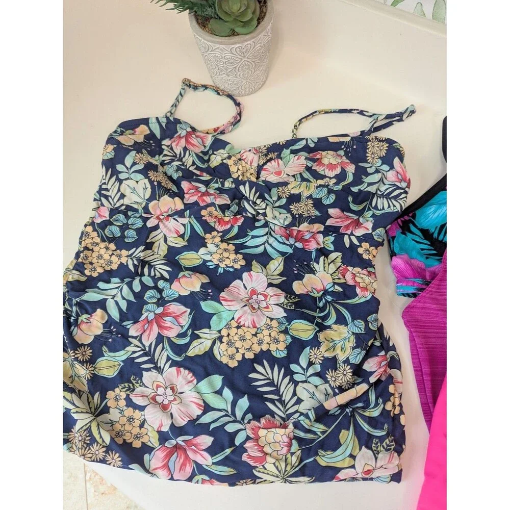 Bundle of Tankini Separates -Floral Pink, Pineapples -Large